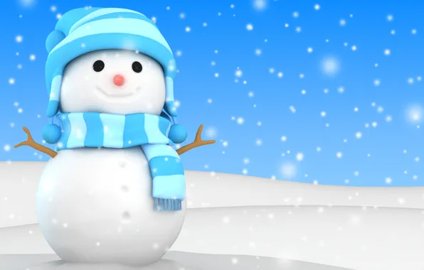 Picture winter, snow, snowman, christmas, new year, winter, snow, cute, snowman