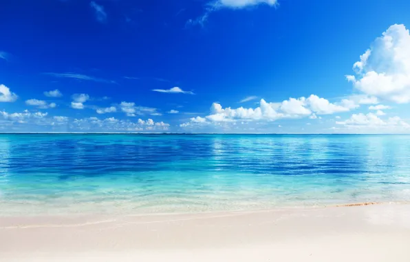 Picture HORIZON, The OCEAN, The SKY, SAND, CLOUDS, SHORE, BLUE
