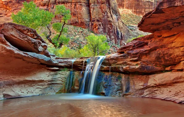 Picture waterfall, waterfall, Coyote Gorge, Coyote Gulch, Grand Staircase-Escalante national monument, Grand Staircase-Escalante National Monument