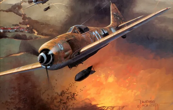 Picture the sky, Wallpaper, fighter, flight, the second world, aircraft, Focke-Wulf