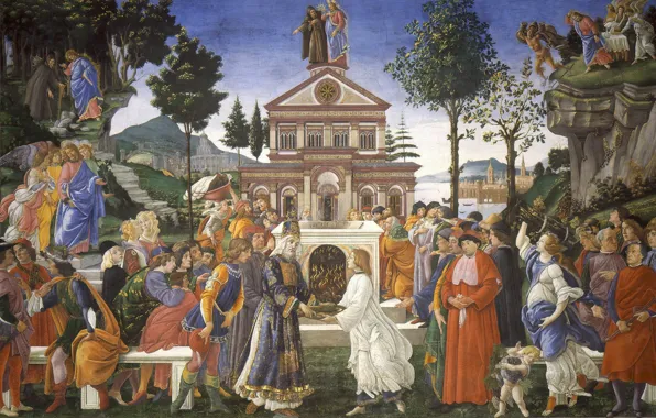 Picture picture, religion, mythology, Sandro Botticelli, The Three Temptations Of Christ