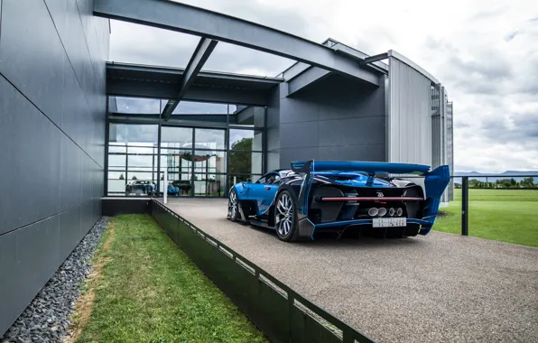 Picture car, grass, Bugatti, Vision, car, crushed stone, back, hypercar, Gran Turismo, exhausts, gress
