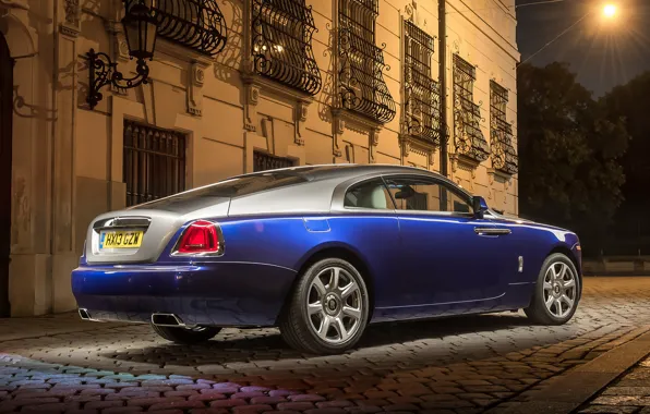 Picture night, the building, Rolls-Royce, lantern, rear view, Rolls-Royce, grid, Wraith, Reys