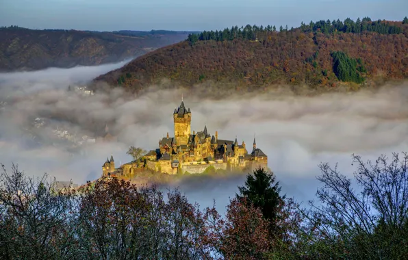 Picture the city, fog, photo, castle, Germany, Cochem, Castle