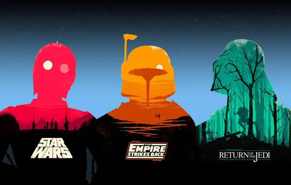 Picture background, Star Wars, Darth Vader, The Original Trilogy, Bobba Fett, C-3PO