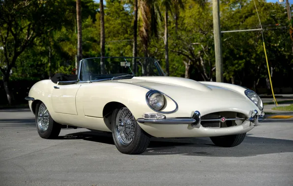 Picture white, Jaguar, Jaguar, E-Type, classic, 1967, Series I, Open Two Seater