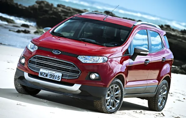 Picture red, shore, Ford, Ford, jeep, the front, crossover, Freestyle, EcoSport, Fristail, Ekosport