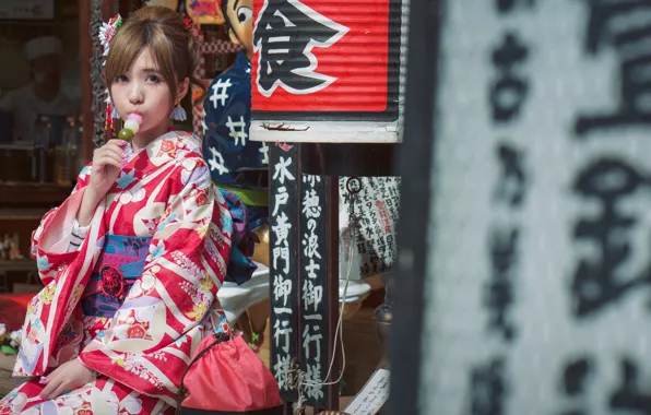 Picture look, girl, style, Japanese, characters, kimono, Asian, Hanami Dango