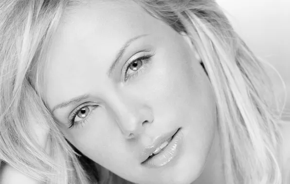 Picture Charlize Theron, black and white, Charlize Theron