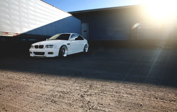 Picture white, the sun, bmw, BMW, shadow, white, Blik, e46