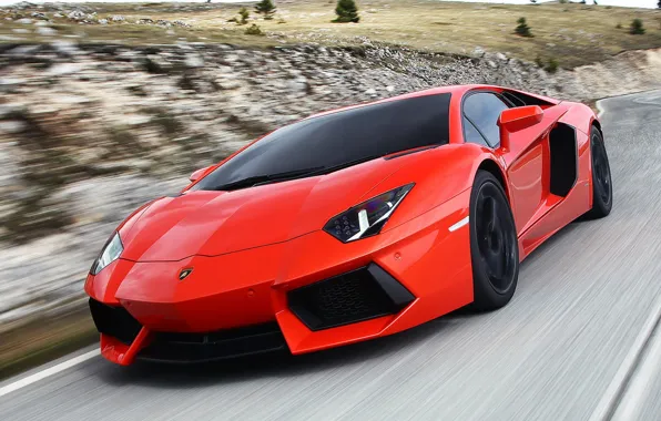 Picture road, photo, speed, cars, auto, Lamborghini Aventador