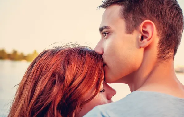 Picture love, woman, man, kiss, redhead