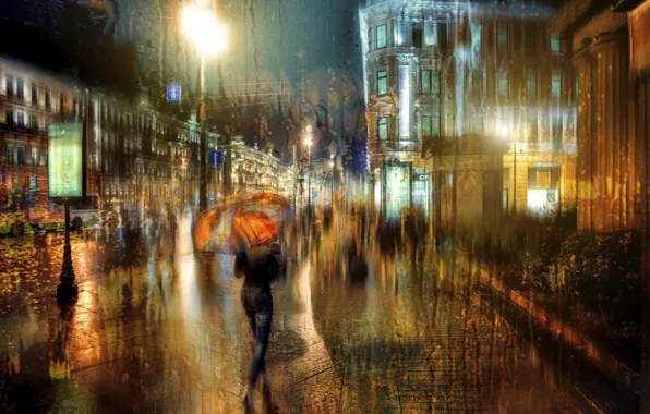 Picture girl, drops, umbrella, Saint Petersburg, the rain