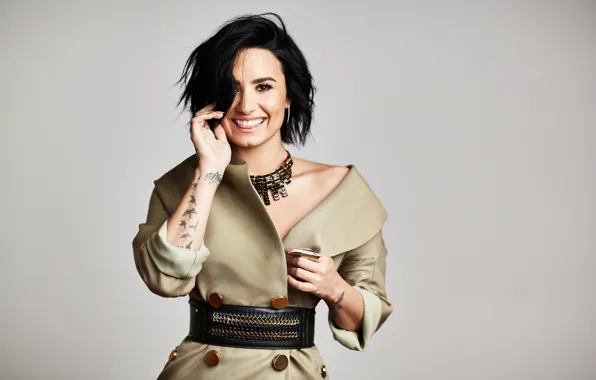 Picture smile, background, dress, brunette, hairstyle, photographer, singer, Demi Lovato, Demi Lovato, Mike Rosenthal, American Way