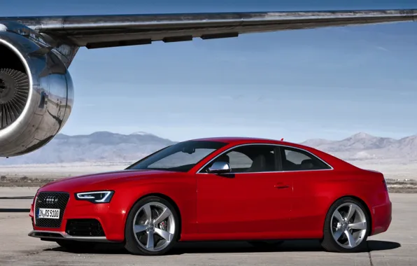 Picture the sky, mountains, Audi, audi, coupe, wing, turbine, the plane, coupe, rs5, PC5, presny.the front