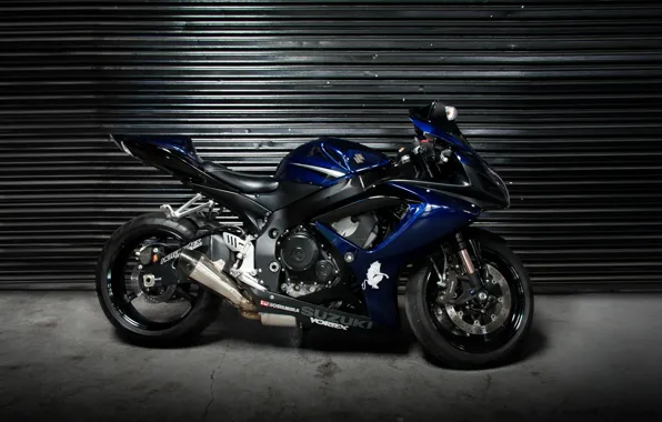 Picture blue, motorcycle, profile, Supersport, suzuki, bike, blue, Suzuki, blinds, supersport, gsx-r1000