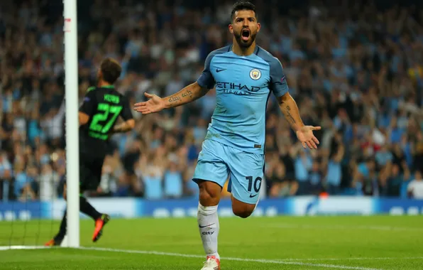 Picture joy, player, goal, the leader, Champions League, striker, Champions League, Manchester City, Sergio Aguero, Manchester …