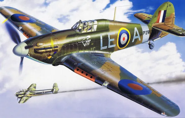 Picture war, painting, aviation, Hawker Hurricane, ww2, battle of britain, Dornier Do 217