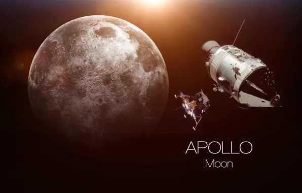Picture moon, Apollo, humanity, dream fulfilled