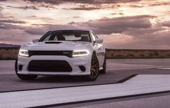 Picture the sky, background, Dodge, Dodge, Charger, the front, Hellcat, SRT, The charger