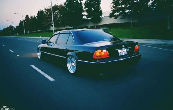 Picture road, tuning, BMW, classic, stance, bmw e38, 750il