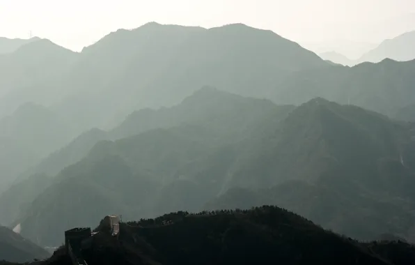 Picture mountains, fog, China, mountain, wall