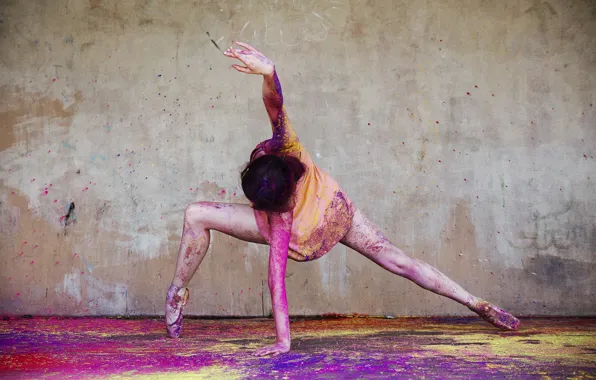 Picture colourful, happy, colour, action, happiness, ballet, movement, moving, ballerina, powder paint