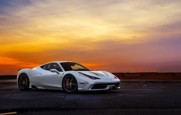 Picture Ferrari, Sky, 458, Sunset, White, Italia, Supercar, Speciale