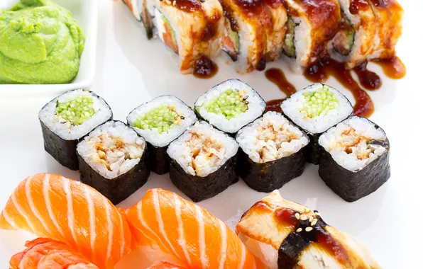 Picture fish, figure, rolls, sushi, sushi, fish, rolls, seafood, Japanese cuisine, seafood