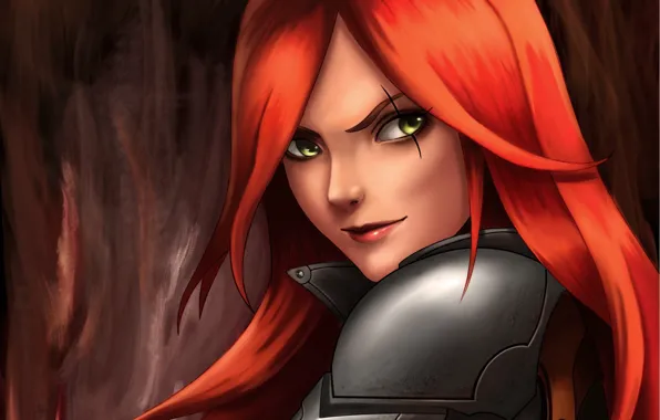 Picture look, art, League of Legends, Katarina, red hair