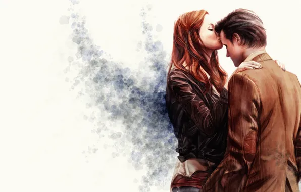 Picture look, girl, background, mood, figure, kiss, actress, art, actor, male, guy, red hair, Doctor Who, …