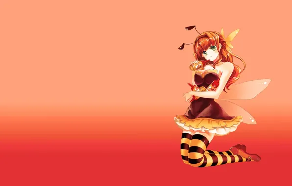 Picture girl, bee, anime, art, costume, bee