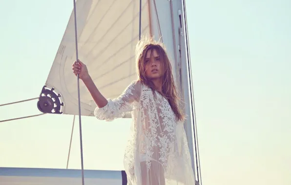 Picture sea, hair, yacht, sail, Josephine Skriver