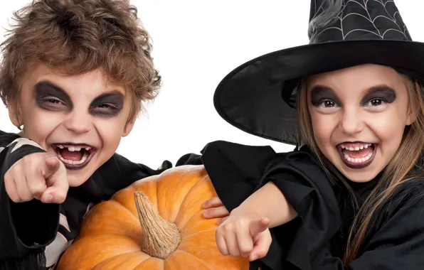 Picture children, holiday, hat, pumpkin, Halloween