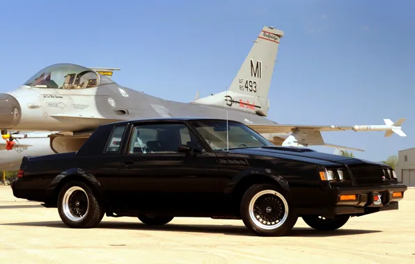 Picture the sky, black, fighter, Buick, the plane, the front, Buick, 1987, Grand Neyshnl, GNX, Grand …