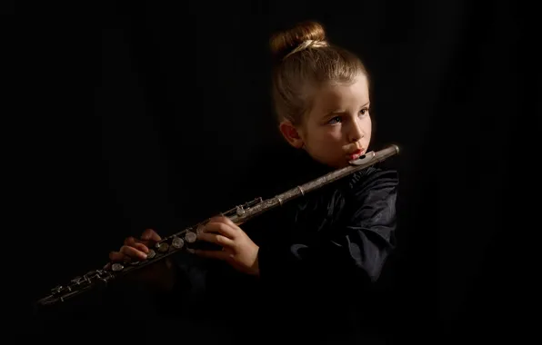 Picture music, girl, flute