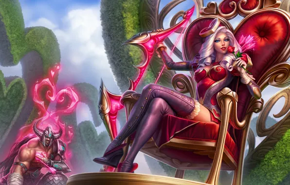 Picture girl, the throne, League of Legends, Ashe, Frost Archer