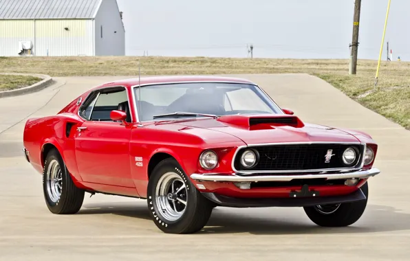 Picture red, mustang, Mustang, 1969, red, ford, muscle car, Ford, muscle car, boss, 429