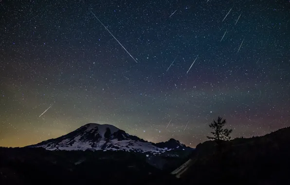 Picture stars, landscape, mountains, nature, the Perseids