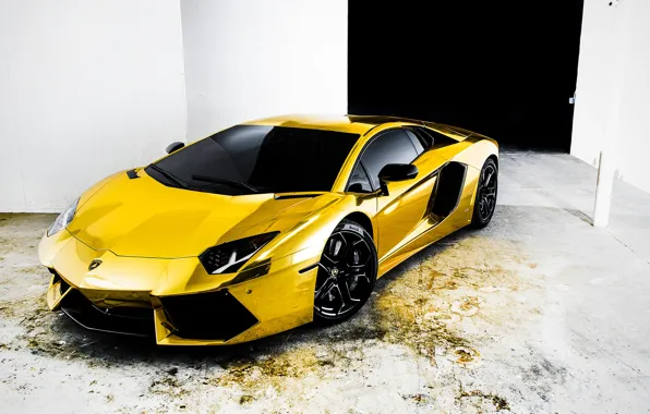 Picture Auto, Lamborghini, Tuning, Machine, Gold, Aventador, Gold, Sports car, Reflection