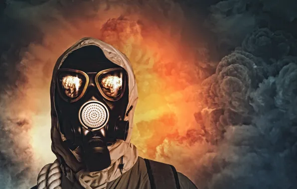 Picture survivor, gas mask, pollution