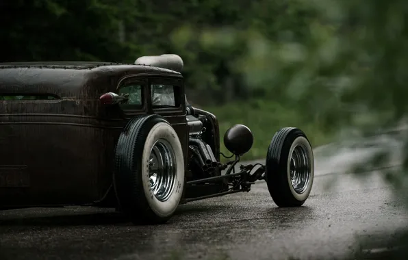 Picture Road, Chevrolet, Wet, Hot Rod, Chevy, Rat Rod, Back, 540ci