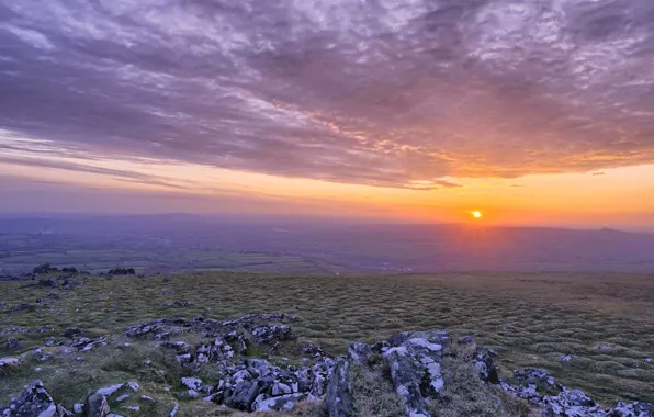 Picture clouds, sunset, England, valley, Devon, Dartmoor National Park
