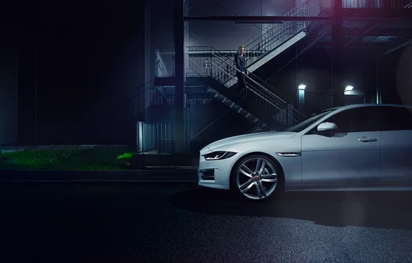 Picture Jaguar, Car, White, Side, Automotive, Premium, 2015, Ligth, Nigth