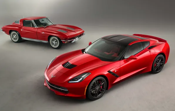 Picture red, retro, Corvette, Chevrolet, supercar, sports car, Coupe, Corvette, Stingray, 1963, 2014, Z51