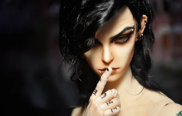 Picture look, earrings, doll, piercing, guy, tattoo, BJD, the sign of silence