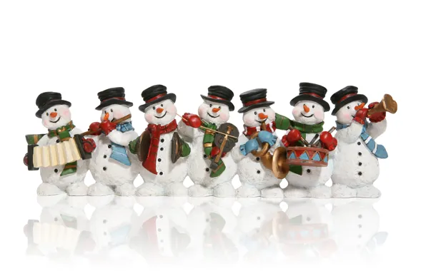Picture new year, Christmas, snowman, new year, Christmas, Musical instruments, band, Music Instruments, Snowmen