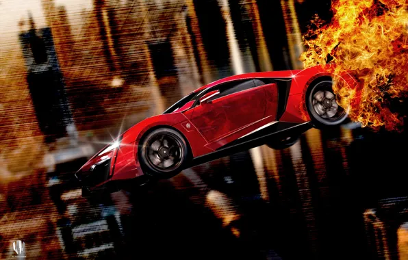 Picture Red, Fire, Side, Fly, Lykan, W Motors, Furious 7, Hypersport