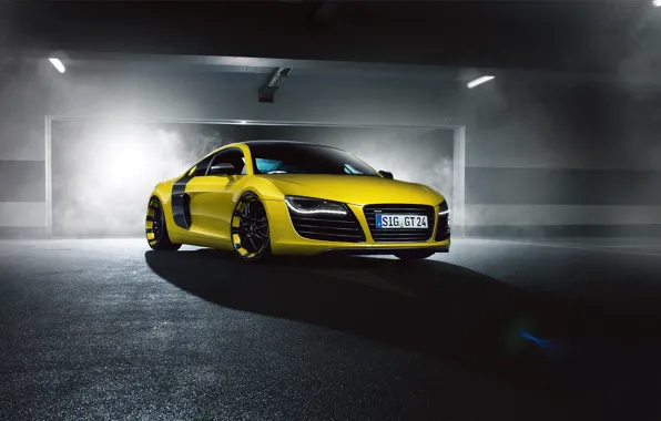 Picture Audi, Front, Yellow, Smoke, Supercar, MTM