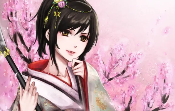 Picture girl, Sakura, kimono, gintama, shimura tae